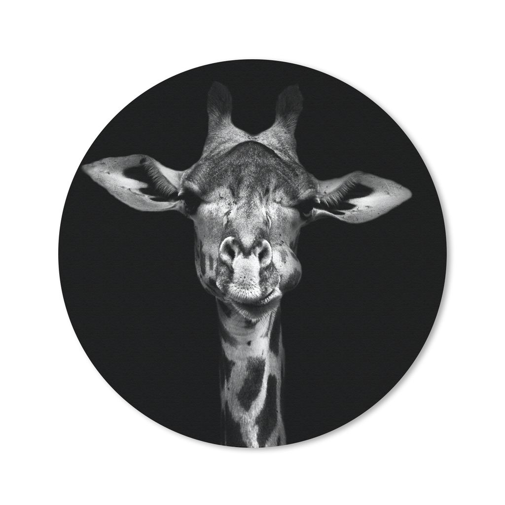 MuchoWow Mauspad Mousepad Giraffe - Porträt - Tiere - Schwarz - Weiß 40x40 cm - Mousepads - Maus Mat - Pad - Mausunterlage - Schreibtisch Acces...