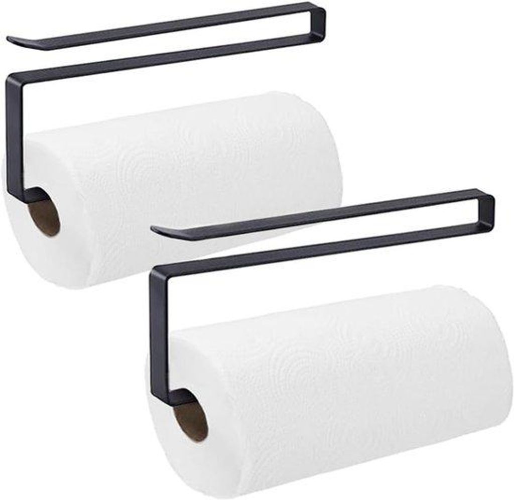 Küchenrollhalter - Raumsparend - 2 Stücke - schwarz - Edelstahl