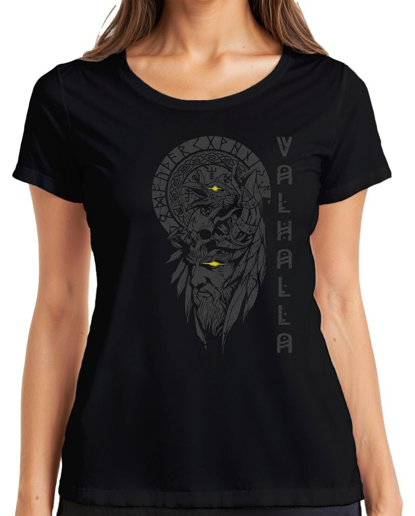 Dámske tričko Viking Odin Eye Yellow Valhalla Raven Nordic Obrázok produktu 
