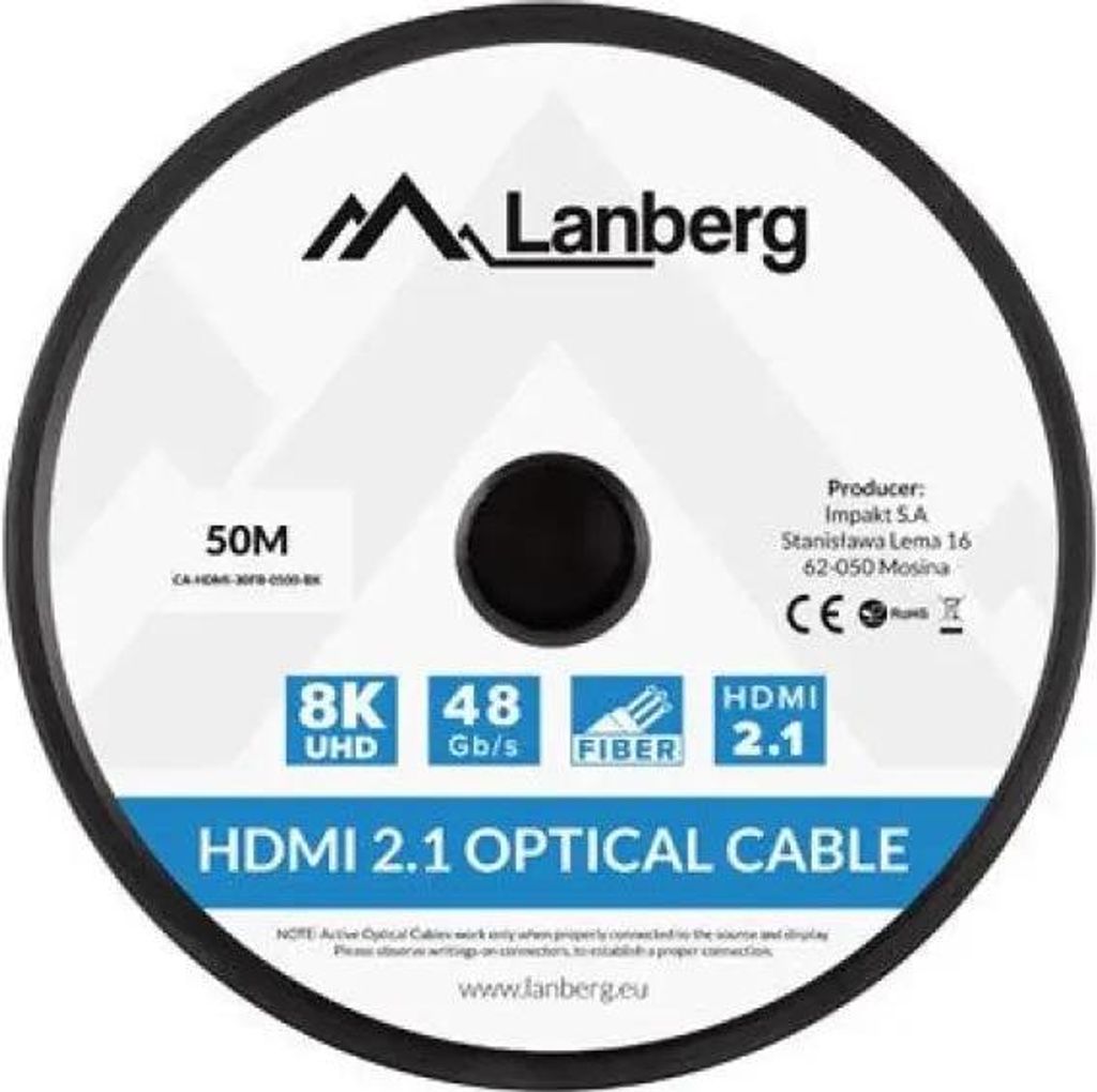Lanberg CA-HDMI-30FB-0500-BK LANBERG HDMI KABEL M/M V2.1 Obrázok produktu 