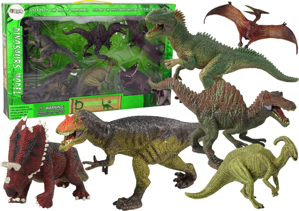 Jeu de spécimens de dinosaures préhistoriques pour activités d'éveil