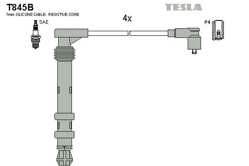 Kit de câbles d'allumage TESLA T845B pour l'entretien FIAT Multipla