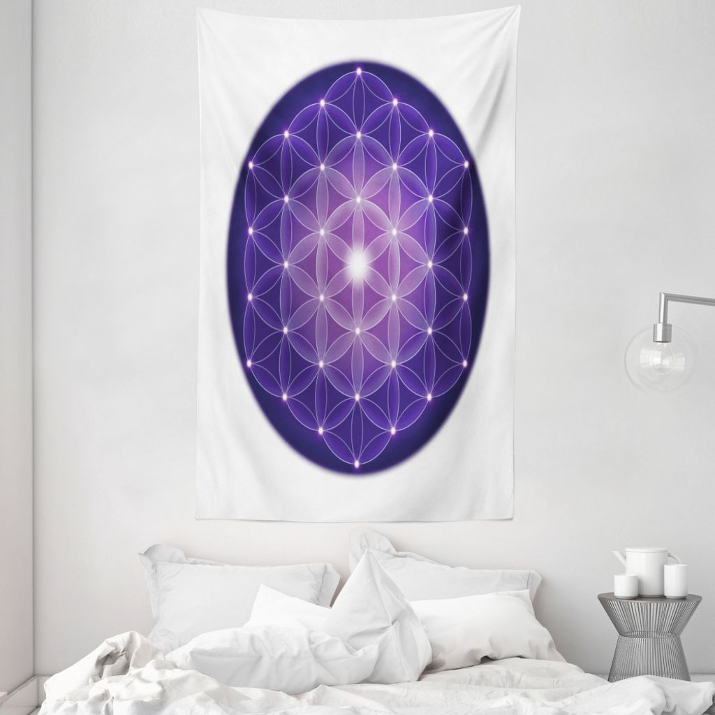 ABAKUHAUS Lila Wandteppich und Tagesdecke, traditioneller Stil Design aus Weiches Mikrofaser Stoff Waschbar ohne Verblassen Digitaldruck, 140 x 230...