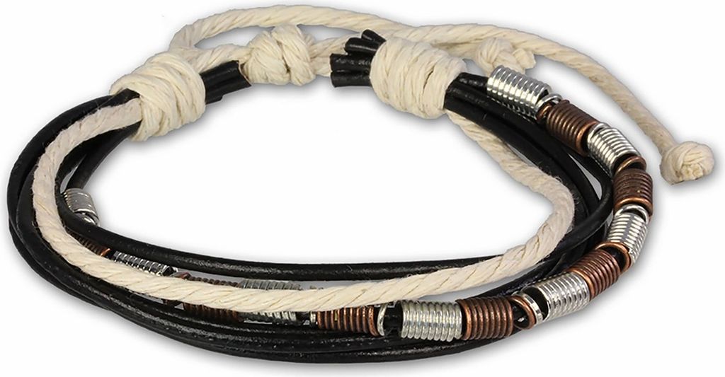 SilberDream Armband -gegerbtes Rindsleder- schwarz weiß Produktbild 