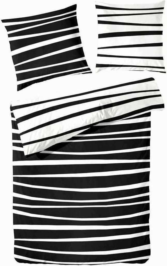 Hahn Satin Bettwäsche Baumwoll Wende Wellen Grau Weiß 100% Baumwolle Reißverschluss Bettbezug Kissenbezug Bettgarnitur Bettzeug 200x200 cm Schwarz