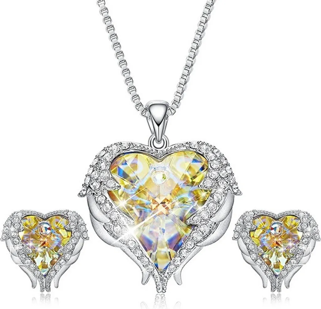 Parure Bijoux Hypoallergénique Argenté Jaune SWAROVSKI Durable