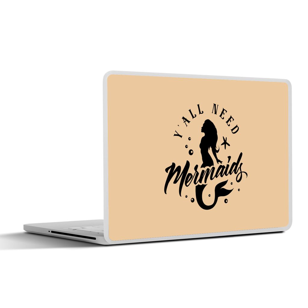 MuchoWow Laptop Aufkleber Sticker Cover Meerjungfrau - Beige - Zitate 32.5x23.5 cm - Sticker für Laptop - Selbstklebend
