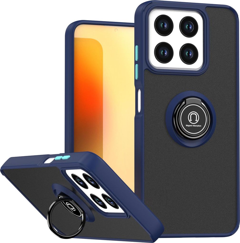 Hülle für ZTE Blade V70/Nubia V70/Axon 70 Matte Transluzent TPU Stoßfest Schutzhülle mit Ring Halter Ständer Blau