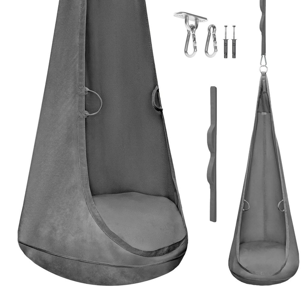 MAMOI Hängesessel Kinder aus Velvet – Hängekokon & Cocoon Hängehöhle für Kinder, Hängesack mit Kissen & Haken, weicher Velvet-Sitz, Kinde...