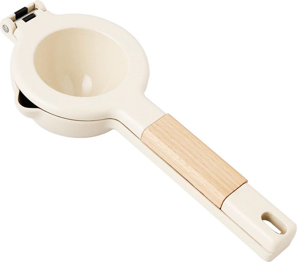 Zitruspresse, robustes Metall, Holzgriff, ergonomisches Design, Handpresse, beige (Holzgriff)
