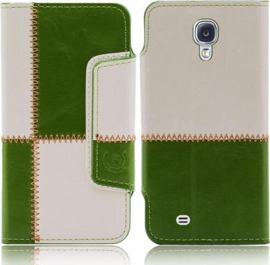Samsung Galaxy S4 mini (i9190) (i9195) numia Bookstyle Nahtmuster Grè1/4n-Weiss
