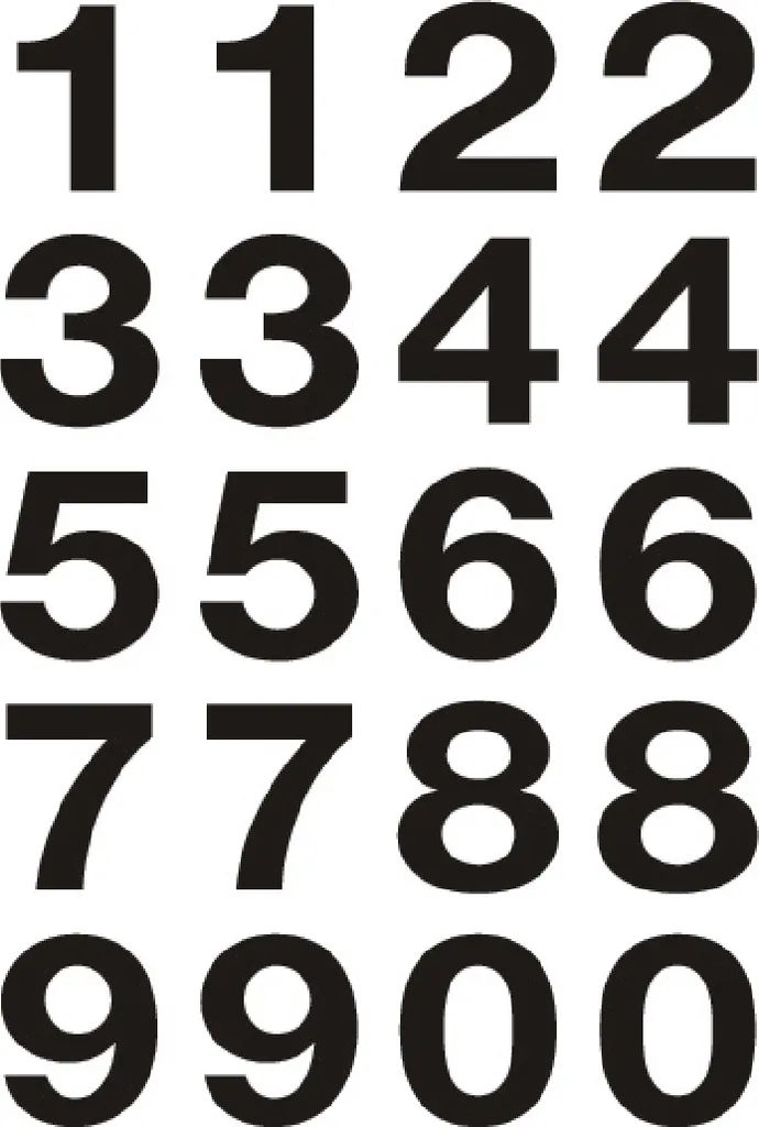 Numeri 20x18mm Pellicola Nera Autoadesiva per Segnaletica Industriale