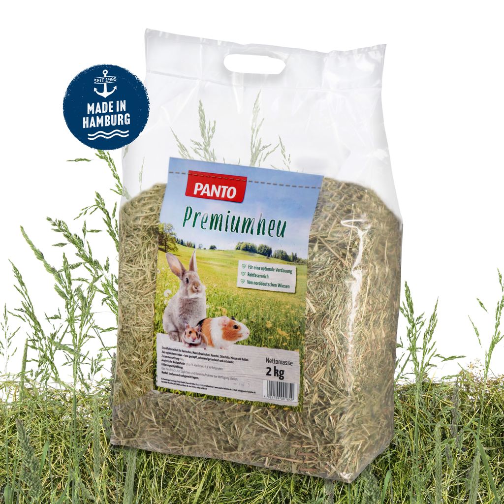 PANTO Nagerfutter – Premium Heu – 2 kg naturbelassenes Raufutter