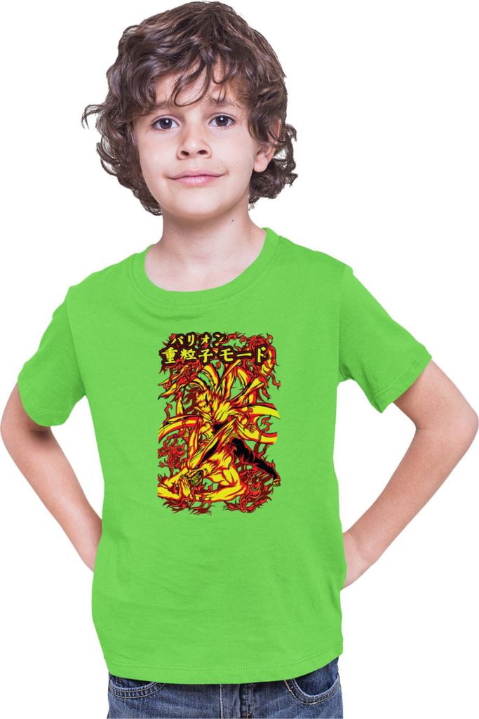 Kinder T-Shirt Japan Anime Manga Naruto Kurama Nine Tail Kurama Nine Tail, 7-8 Jahr - 128 / Lime