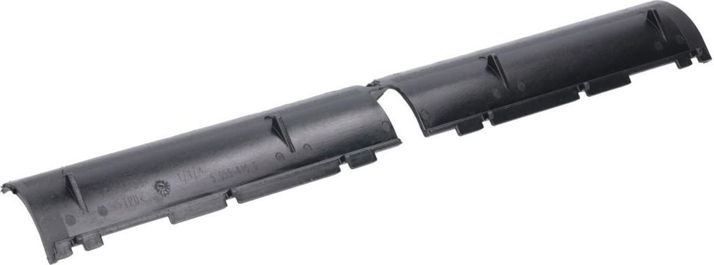 A black plastic part for a floor cleaner.