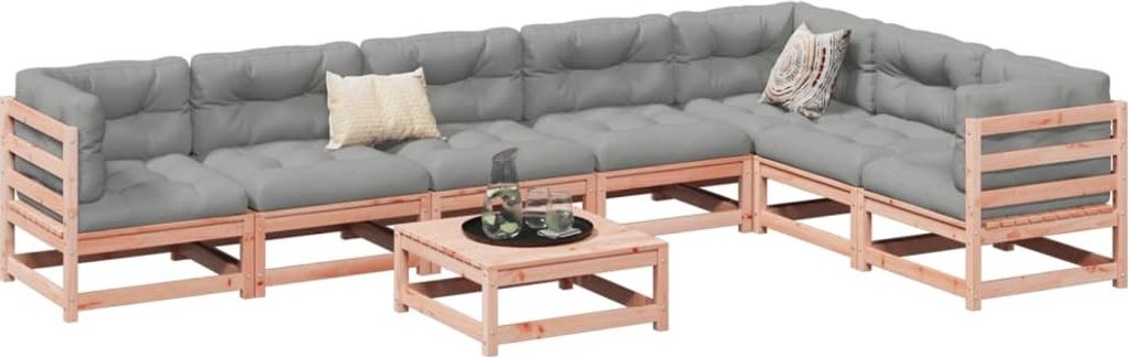 Design 8-tlg. Garten-Sofagarnitur mit Kissen Massivholz Douglasie, Gartenmöbel-Sets 2024 Neu