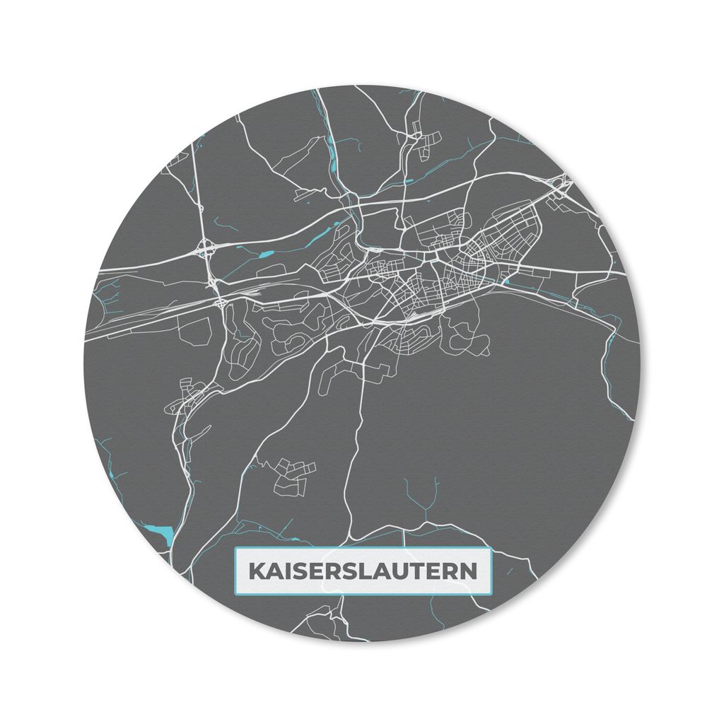 MuchoWow Mauspad Mousepad Stadtplan - Karte von Deutschland - Blau - Kaiserslautern - Karte 20x20 cm - Mousepads - Maus Mat - Pad - Mausunterlage...