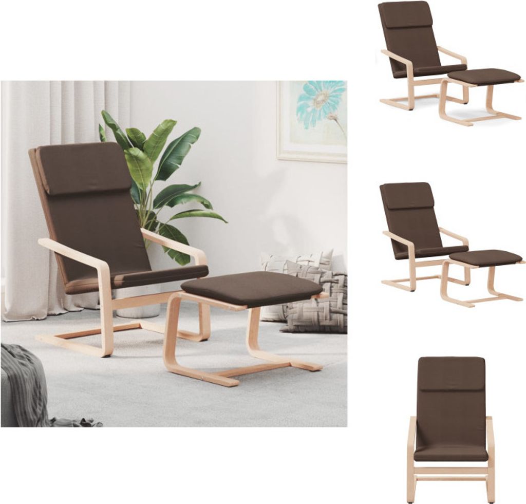 vidaXL Relaxsessel mit Hocker Dunkelbraun Stoff - Sessel