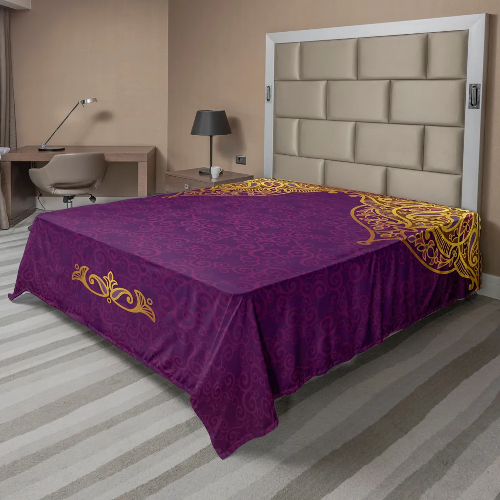 Drap de lit pour décoration de chambre orientale, tissu violet doux