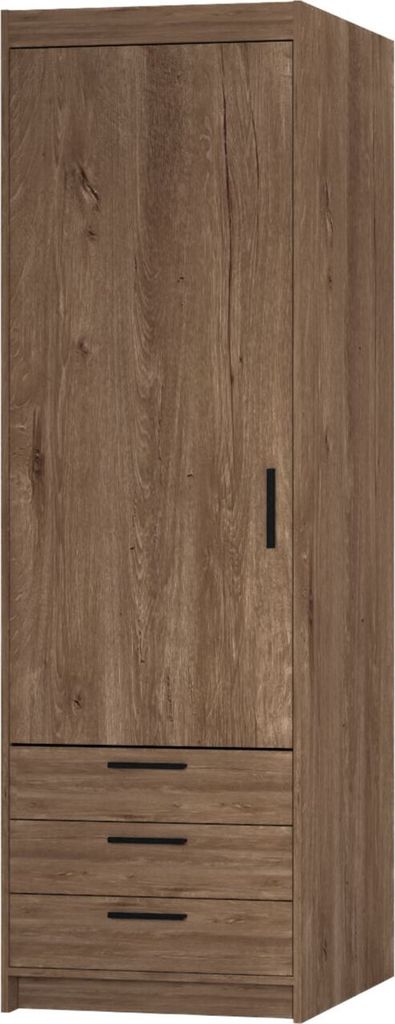 Masseno Drehtürenschrank ELENORA 60 cm Kleiderschrank Schlafzimmer Schrank 1-türig Braun
