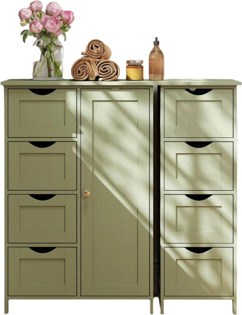 Badezimmer-Schrank - kleine Seitenkommode - Grün - Feuchtigkeitsbeständige MDF - 30 cm x 55 cm x 82 cm