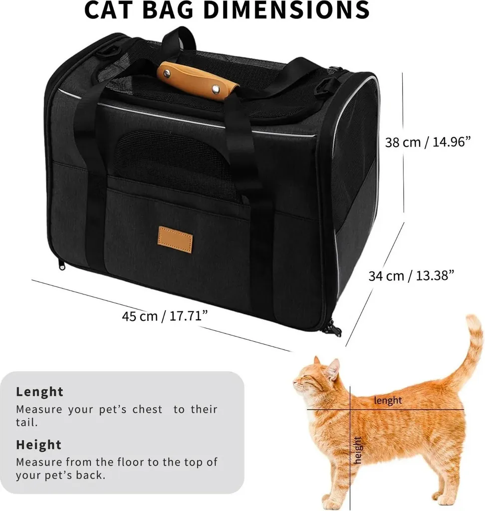 Borsa a Tracolla Nera per Cani e Gatti - Design Elegante e Funzionale - 2