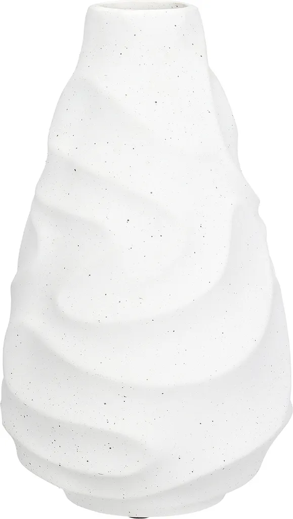 Vase stable blanc Ondulas 30cm en céramique pour fleurs à longues tiges