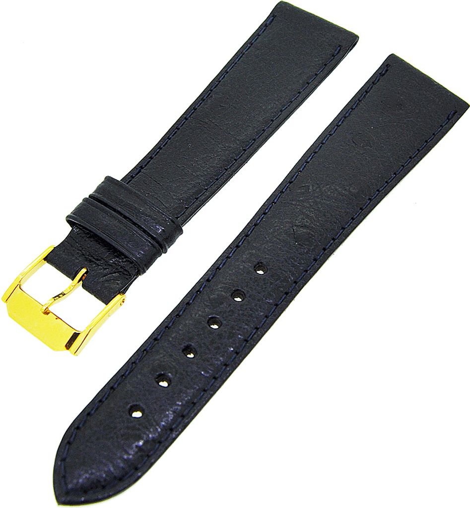 Uhrenarmband Kalbsleder mit Muster Dunkelblau Ton in Ton 16mm L Gold