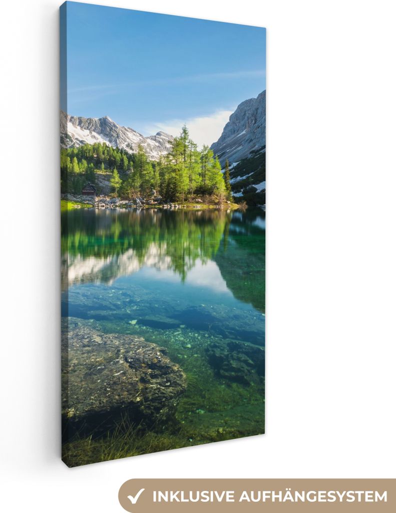 MuchoWow - Leinwandbilder - Wasser - Berge - Felsen, Wandbild, Wanddeko Bilder Wohnzimmer, 40x80 cm