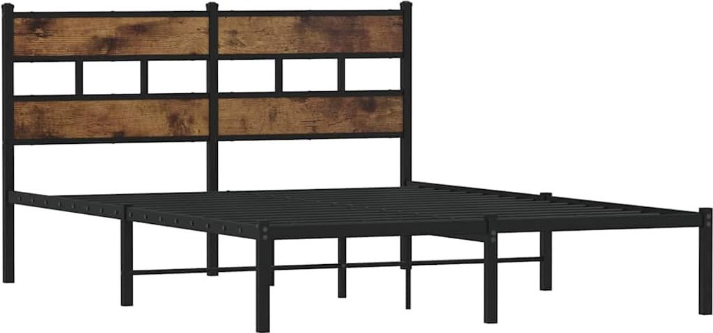 vidaXL Metallbett ohne Matratze Räuchereiche 135x190 cm