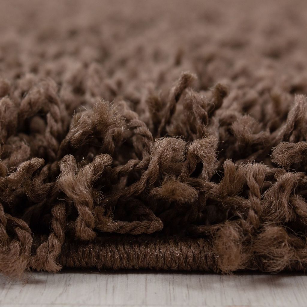 Hochflor Teppich Lux Läufer, Farbe: Braun, Größe:80x250 cm