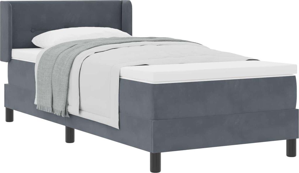 Boxspringbett mit Matratze Dunkelgrau 190 x 90 cm Samt