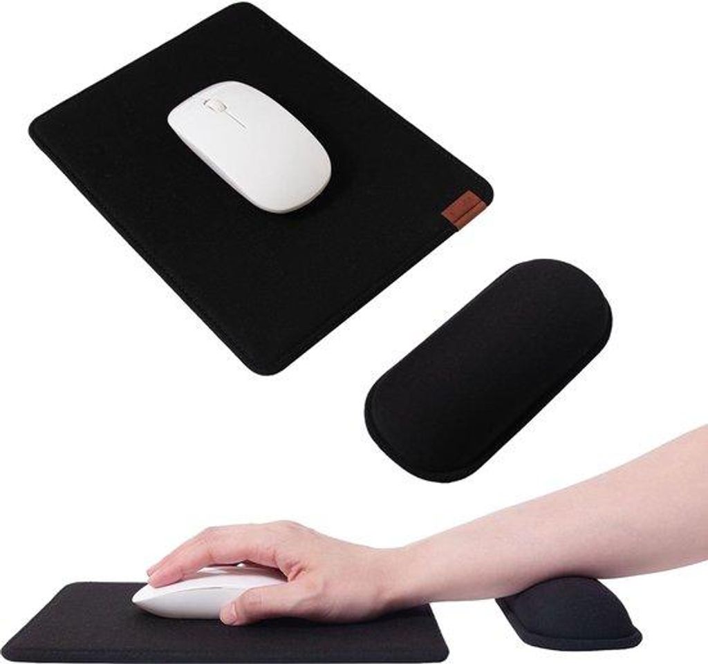 Ergonomische Tastenmatte mit Handstütze | 24x18 cm | geschikt für alle Tastaturen - schwarz