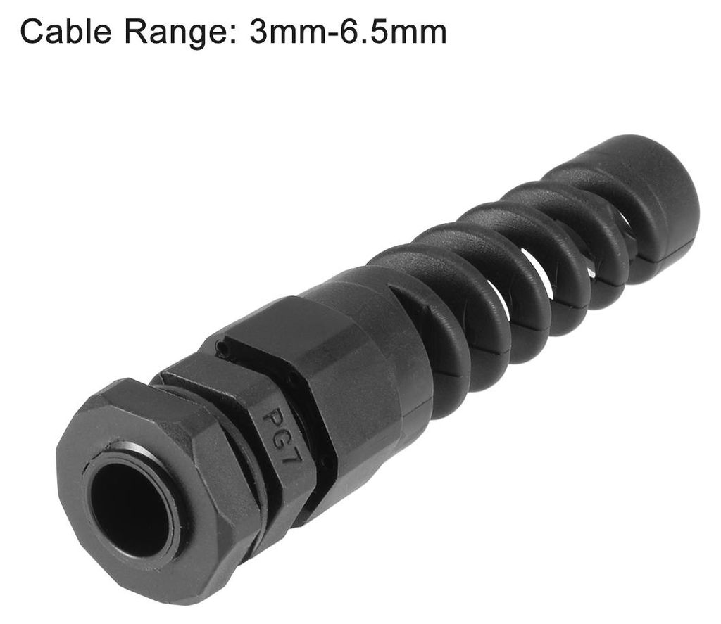 10Stk.Kontermutter PG7 Kabelverschraubung 3mm-6,5mm Drahtloch Nylongelenk mit Zugentlastung Schwarz