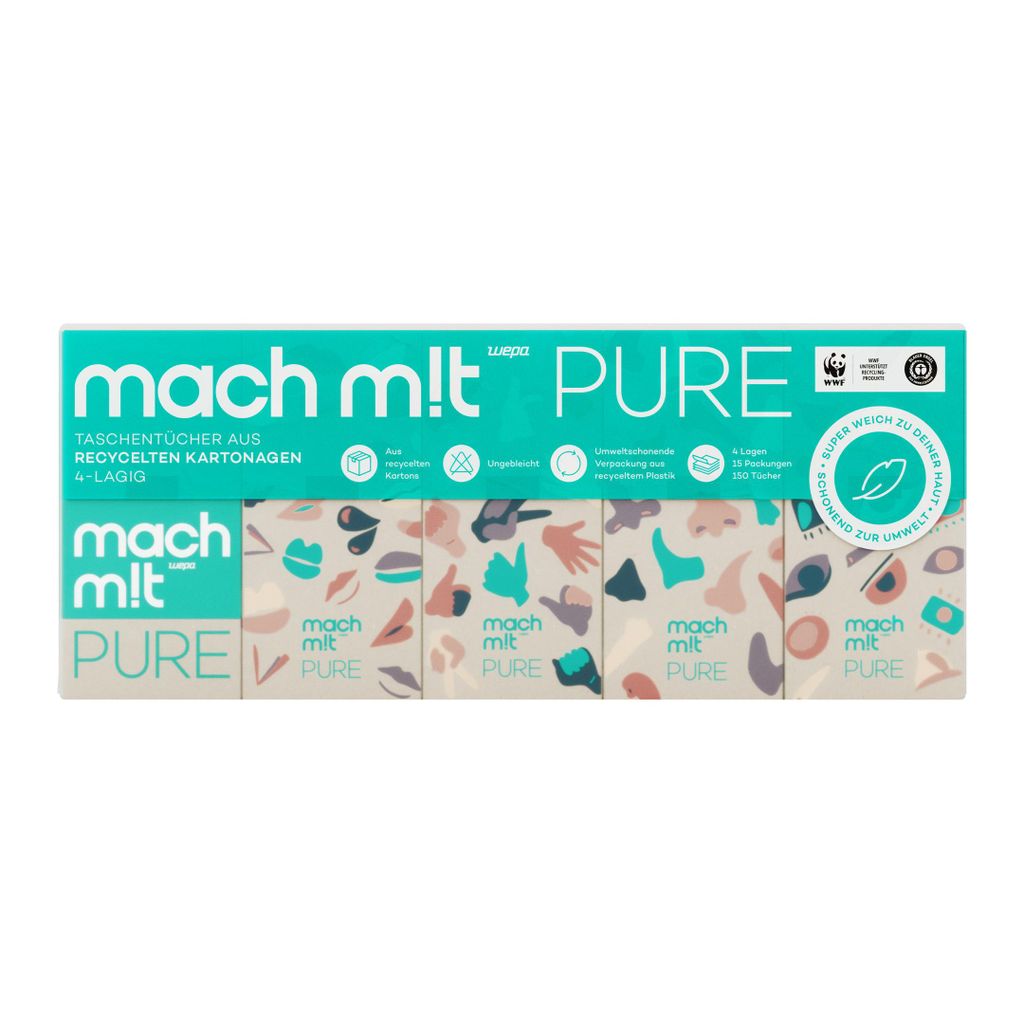 mach m!t PURE Taschentücher 4-lagig - extrem weich & frei Produktbild 
