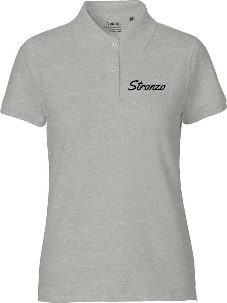 Huuraa Damen Polo Shirt Stronzo italienisch Schriftzug XS Sport Grey Bio Baumwolle Fairtrade Poloshirt Geschenkidee
