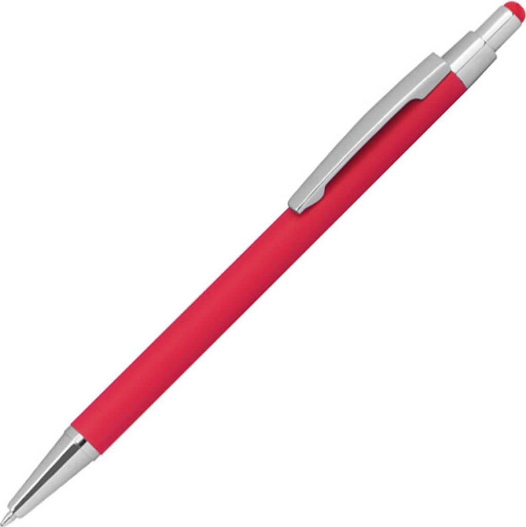 10 Touchpen Kugelschreiber aus Metall / gummiert / Farbe: Produktbild 