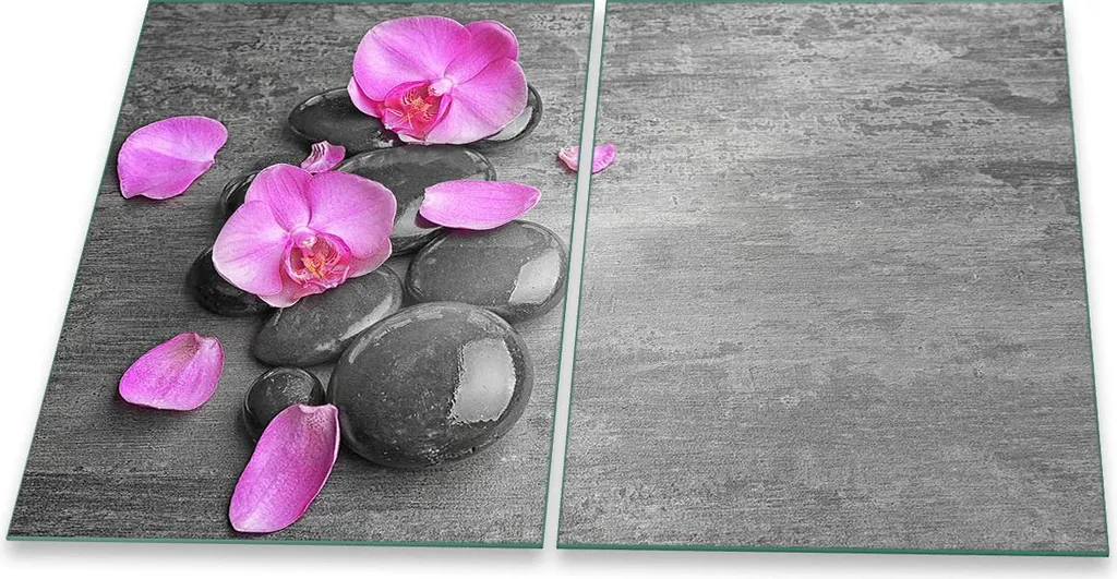 Copri Fornelli in Vetro 2 Pezzi Fiori Rosa 40x52 | Cucina Ordinata