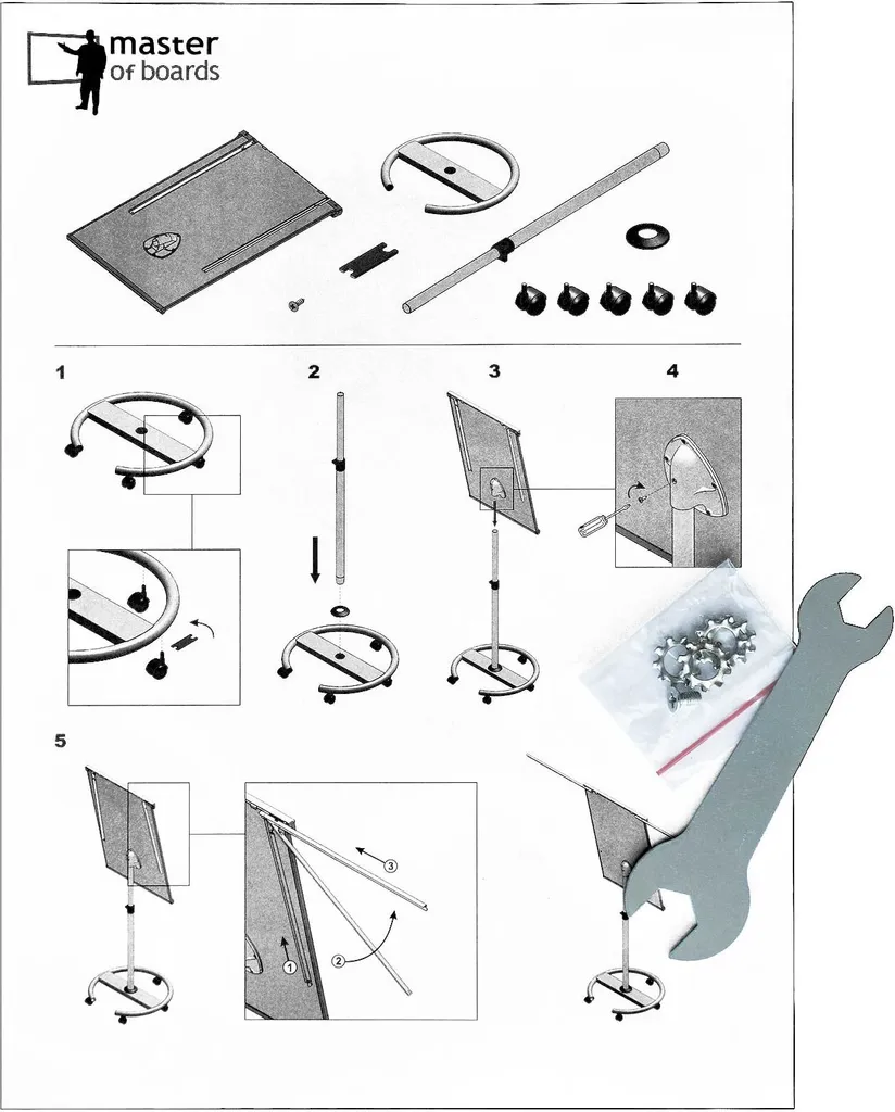 Flipchart mobile Shark à roulettes 73 x 104 cm réglable en hauteur