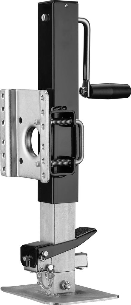 Wiltec Stützfuß 900 kg Kurbel seitlich mit Schwenkhalterung, höhenverstellbare Anhängerstütze mit Fußpedal, Abstellstütze für Wohnwagen und...