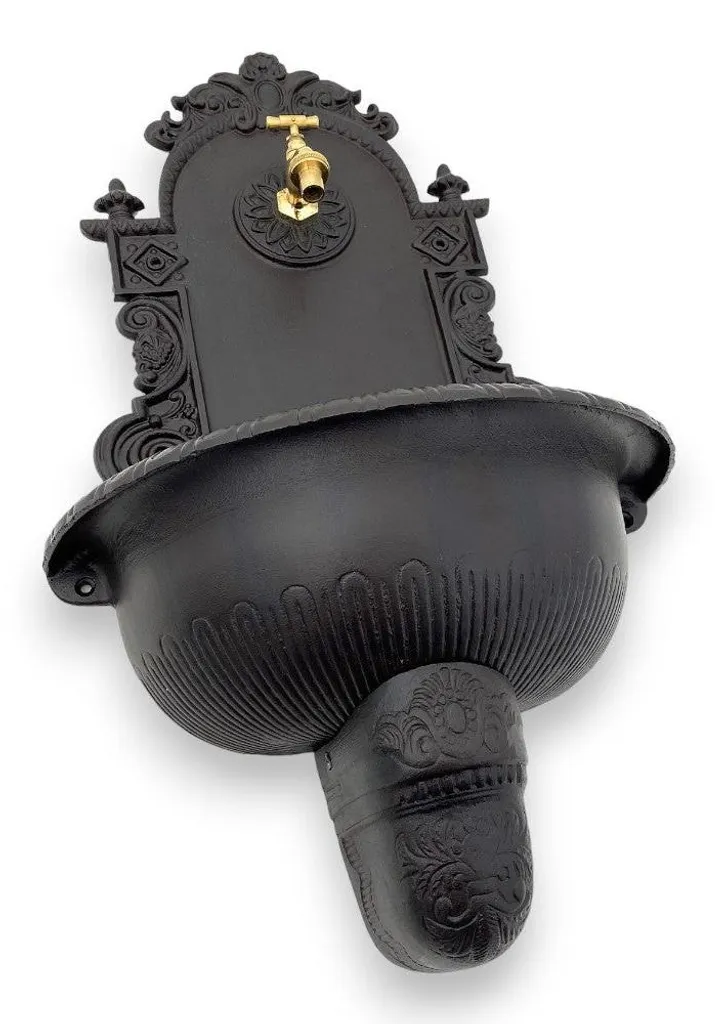 Fontaine murale fonte anthracite H78 - Robuste et décorative 41cm
