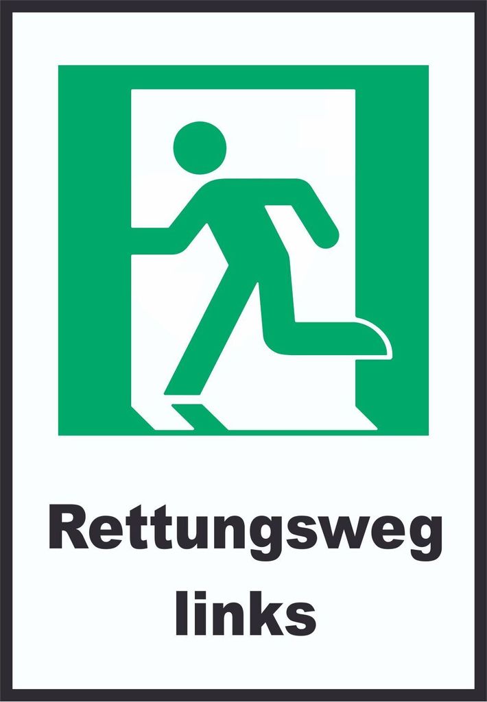 Rettungsweg links A6 (105x148mm) Schild