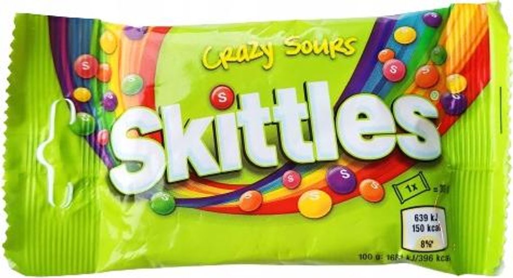 Skittles Crazy Sours kyselé bonbóny s ovocnou příchutí 38 g Obrázek produktu 