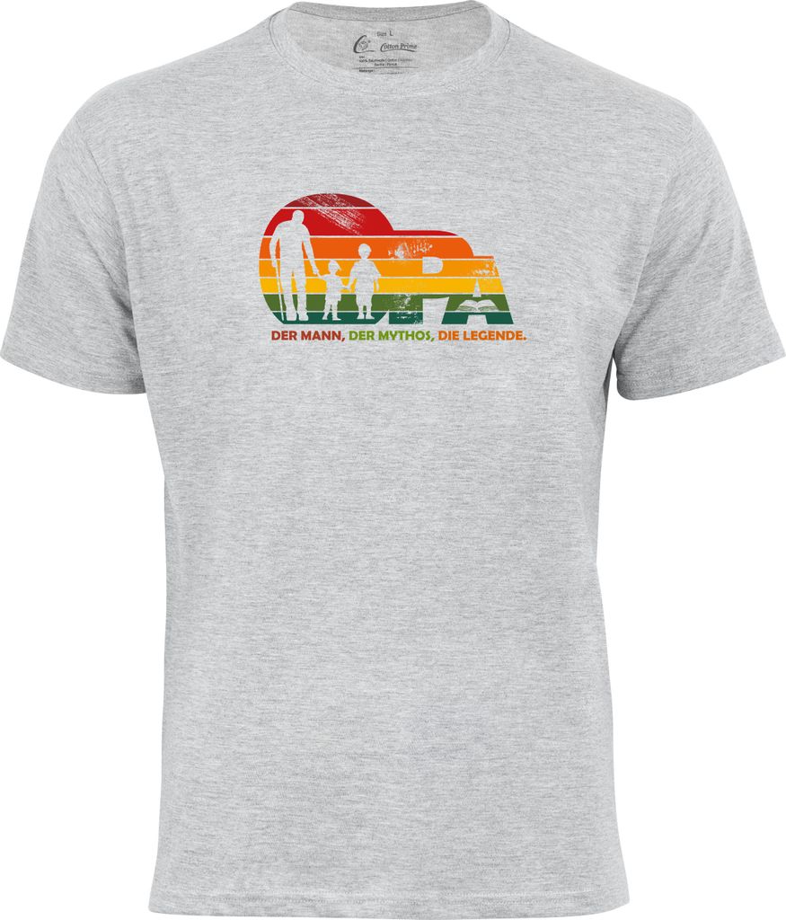 Cotton Prime T-Shirt Opa Legende der Enkel M grau