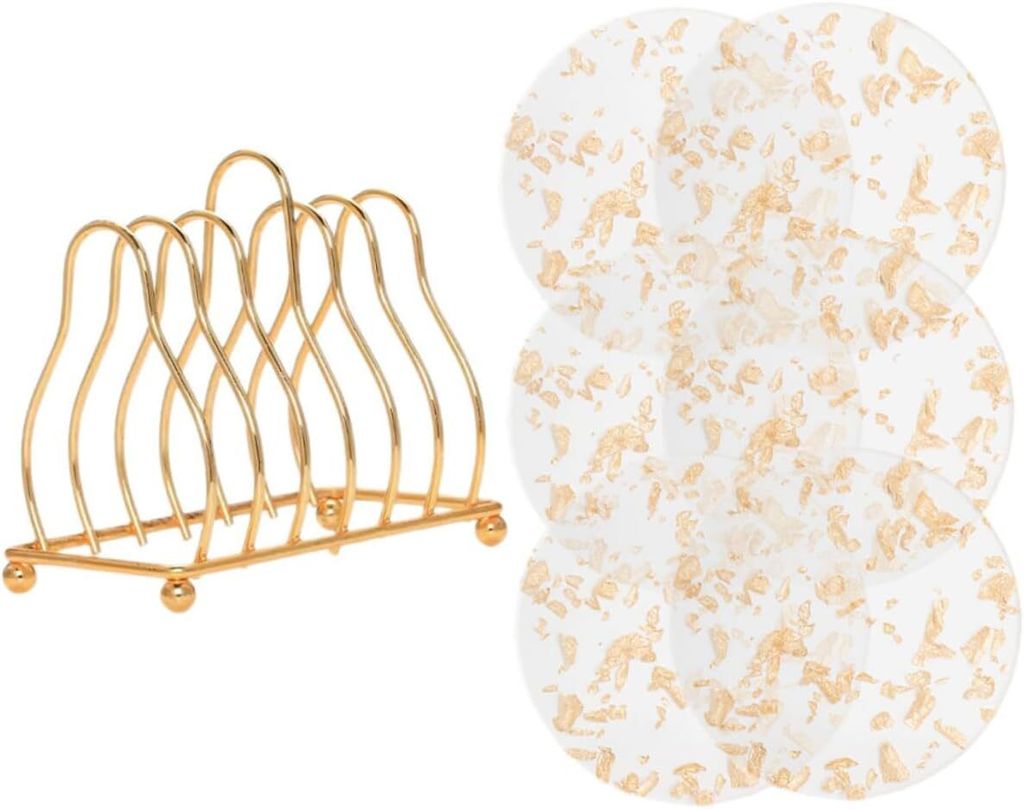 6-teiliges Set aus leichten Luxus-Goldfolien-Untersetzern + Getränkehaltern, Acryl-Untersetzern, hitzebeständigen Nordic Creative Home-Isoliermatten