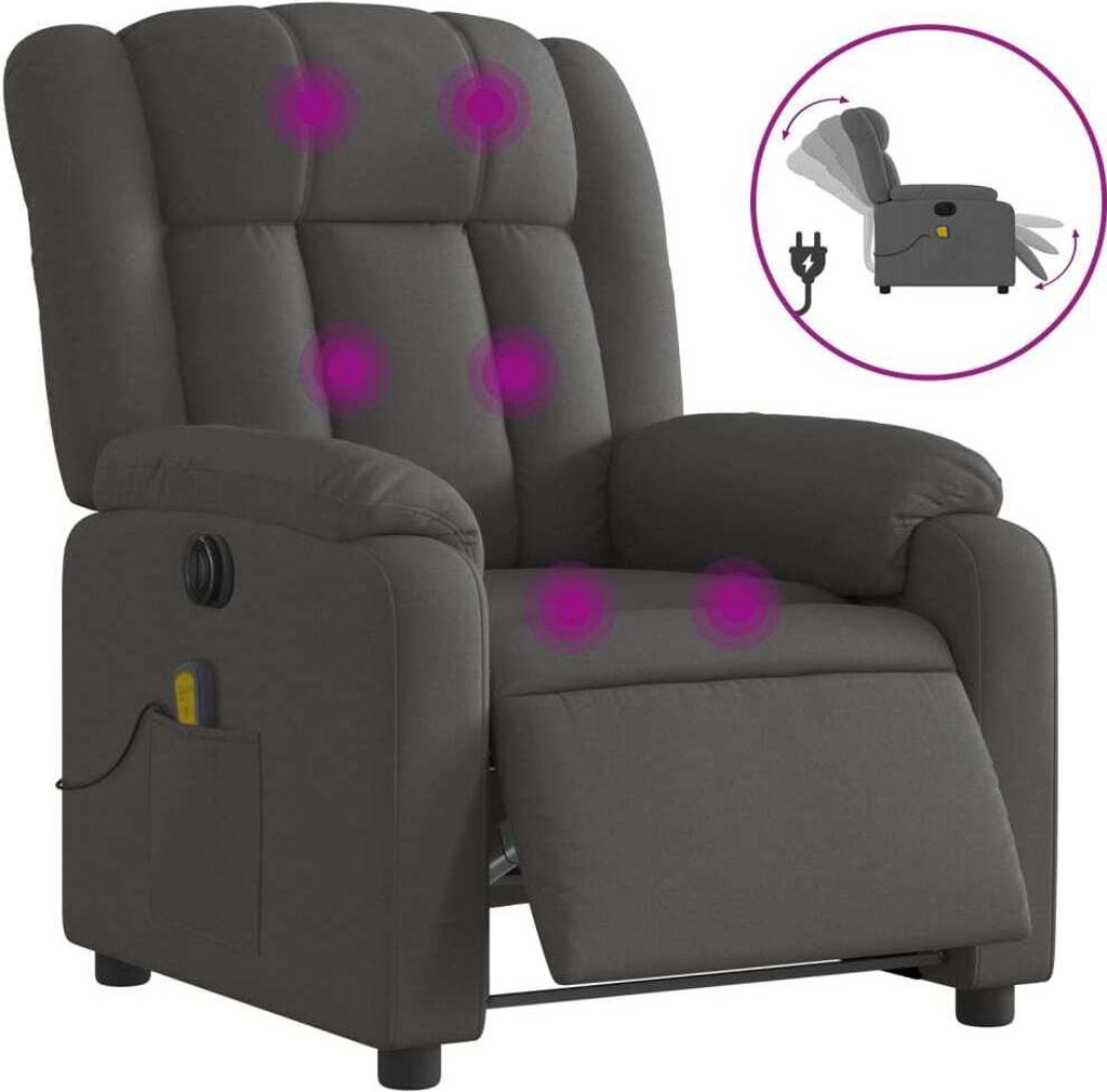 Massagesessel Elektrisch Dunkelgrau Stoff