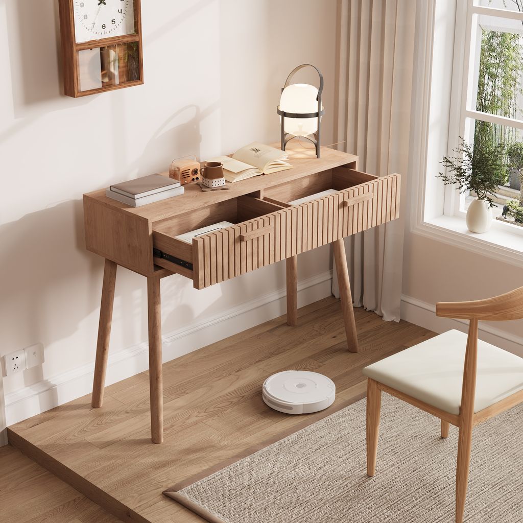 UnboxG Konsolentisch, 100x35x80 cm, Couchtische, mit Schubladen, skandinavisch, modern, schmal, Konsole für Flur oder Wohnzimmer