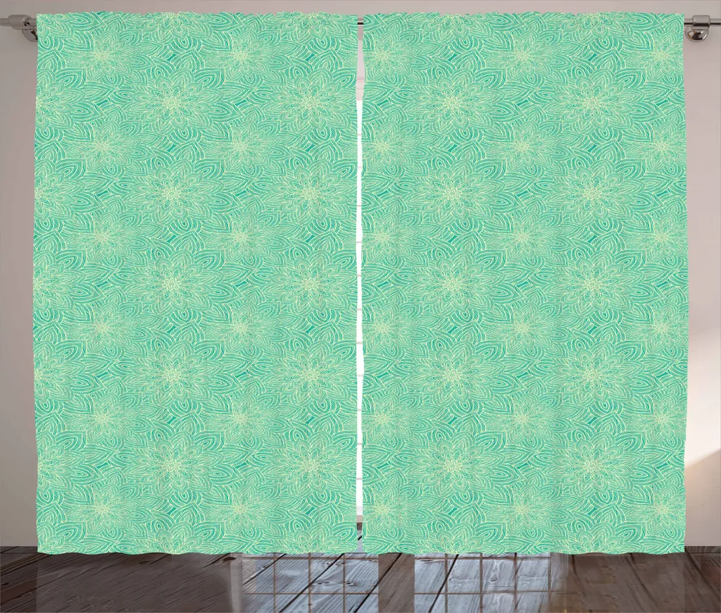 ABAKUHAUS Tenda Rustica Mandala Verde Mare 280x245cm per Soggiorno