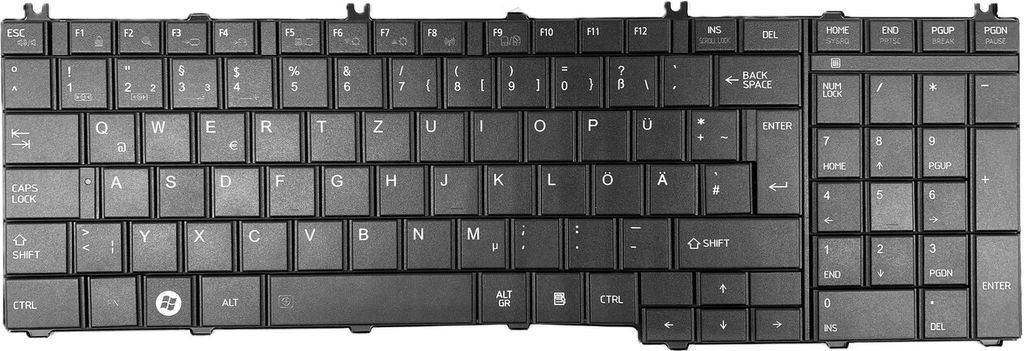 DEUTSCHE-Tastatur Keyboard Schwarz Matt kompatibel für TOSHIBA Satellite L650D-1D4