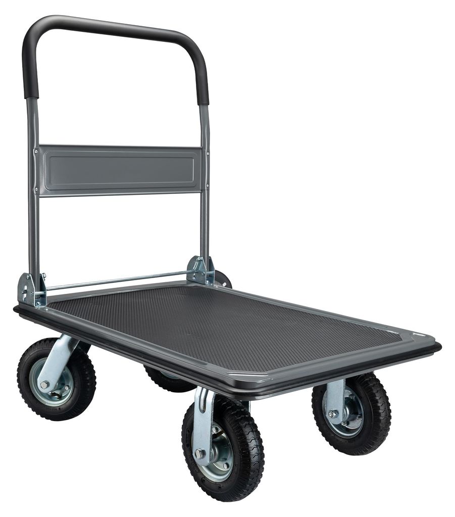 Wiltec Plattformwagen bis 300 kg 895x610x985 mm, Transportkarre klappbar mit Bügelgriff und Anti Rutsch Belag und Kantenschutz, Transporthilfe